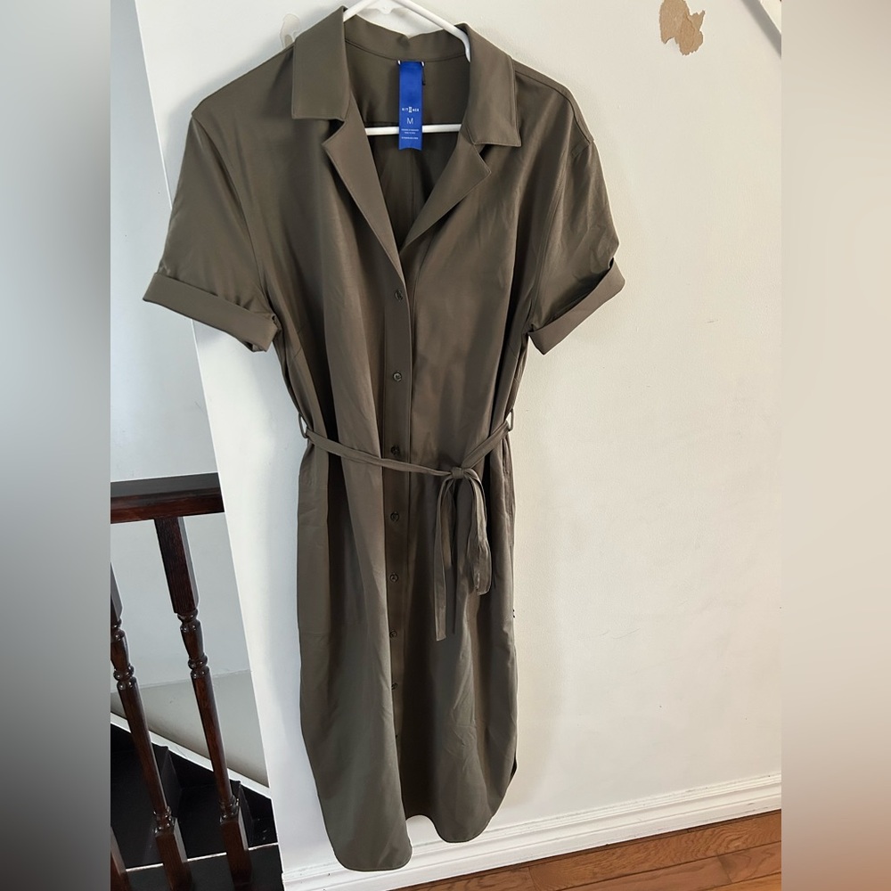 Kit and Ace Olive Green Midi Shirt Dress